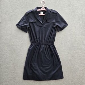 Brooks Brothers Women‎ Dress 4 Blue Mini Shirt Collar Short Sleeve Elastic Waist